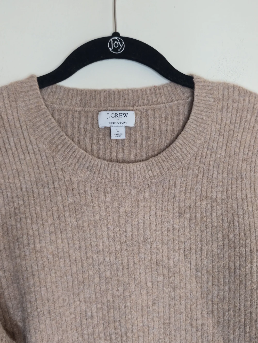 J. Crew Factory Women’s Crewneck Ribbed Textured Sweater in Tan